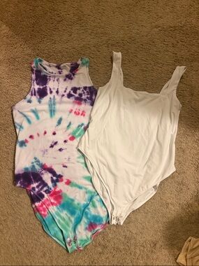 Old Navy White and Multicolor Tie-Dye Bodysuit Duo